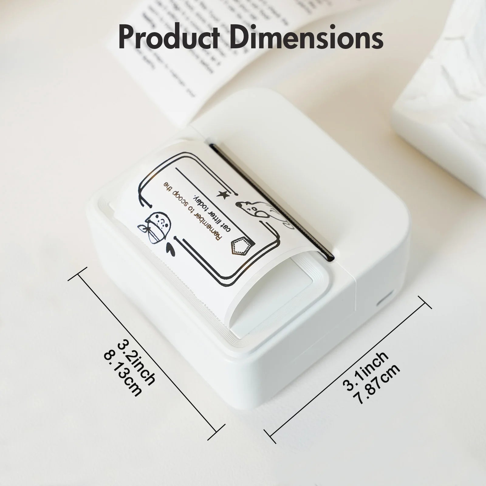 Inkless Thermal Label Printer Portable Bluetooth Pocket Label Maker with 1roll Stickable Label Paper PC Android IOS
