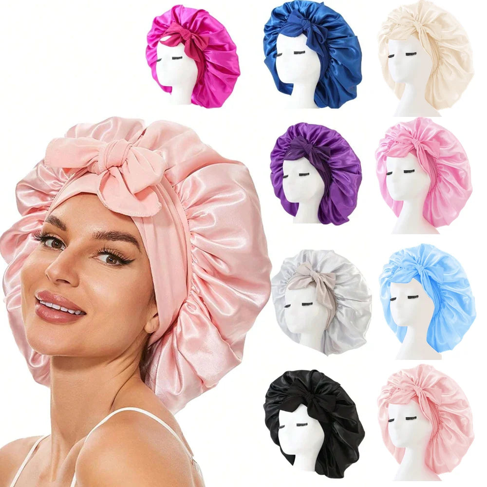 Satin Bonnet Silk Bonnet Adjustable Bonne For Sleeping Hair Bonnet With Tie Band Bonnets