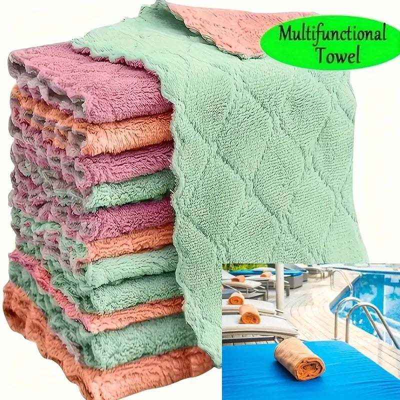 10 pcs Kitchen Towel, Ultra-fine Fiber Light Gray Cleaning Cloth Set, Absorbent, Soft And Stain-removing Cloth