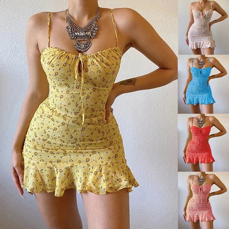 Women's clothing Sexy Casual Home Small Floral Camisole Dress Summer Comfortable Skirt