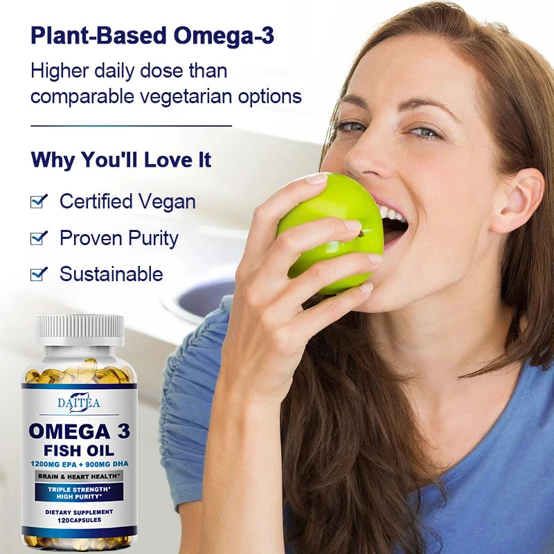 Premium Omega 3 Fish Oil | High EPA 1200 mg + DHA 900 mg | Supports Brain & Heart Health