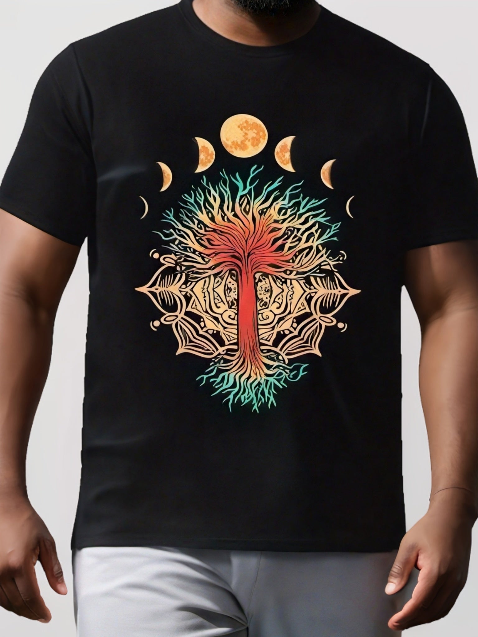 Men's Creative Tops, Casual Short Sleeved Round Neck T-shirts, Summer Outdoor Men's Clothing