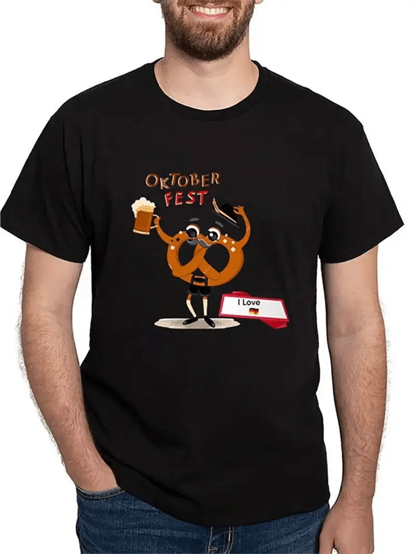 Men's Creative Tops, Casual Short Sleeved Round Neck T-shirts, Summer Outdoor Men's Clothing