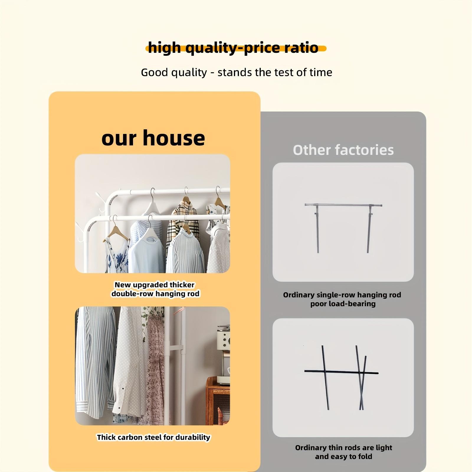 Double Row Metal Material, Portable Black And White Iron Art, Wardrobe Organization, Retail Display, Suitable For Bedside