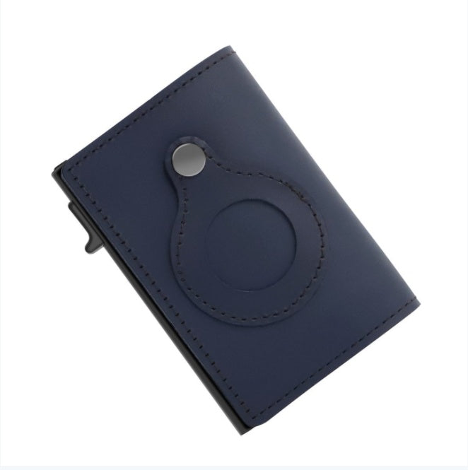 AirTag Wallet Anti Theft Bullet Card Bag Multi-functional Rfid Card Holder Men's Leather Slim Wallets