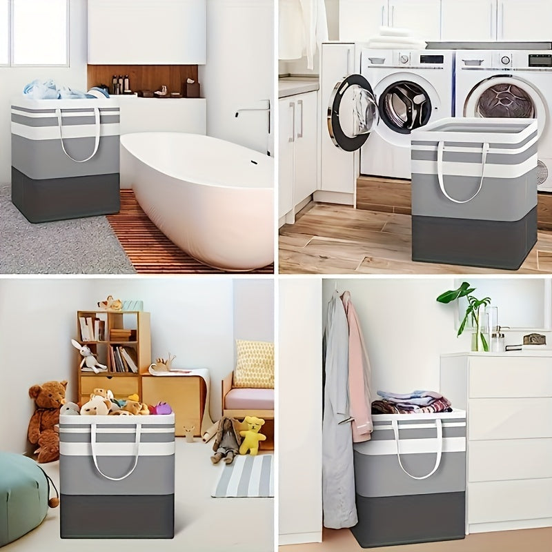 Large Laundry Basket, Waterproof, Freestanding Laundry Hamper, Collapsible Tall Clothes Hamper With Extended Handles