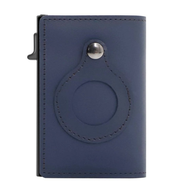 AirTag Wallet Anti Theft Bullet Card Bag Multi-functional Rfid Card Holder Men's Leather Slim Wallets
