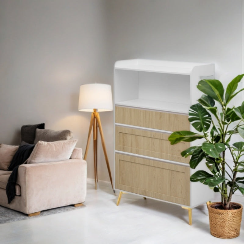 Modern Design White Solid Wood Frame Three Drawer Storage Cabinet