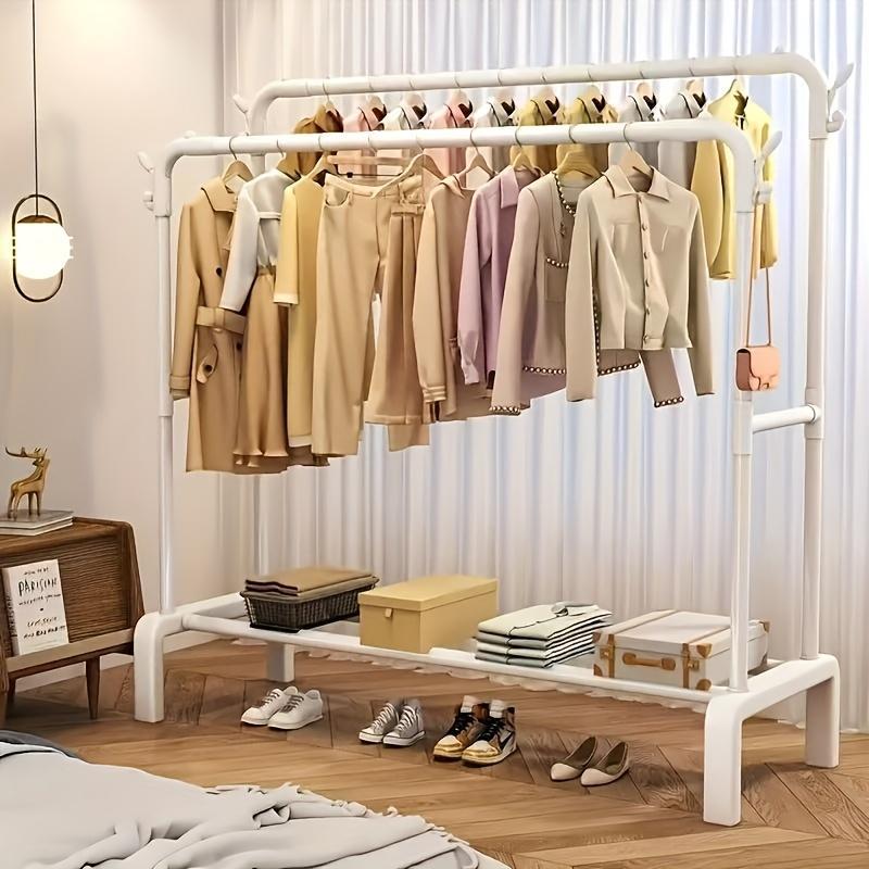 Double Row Metal Material, Portable Black And White Iron Art, Wardrobe Organization, Retail Display, Suitable For Bedside