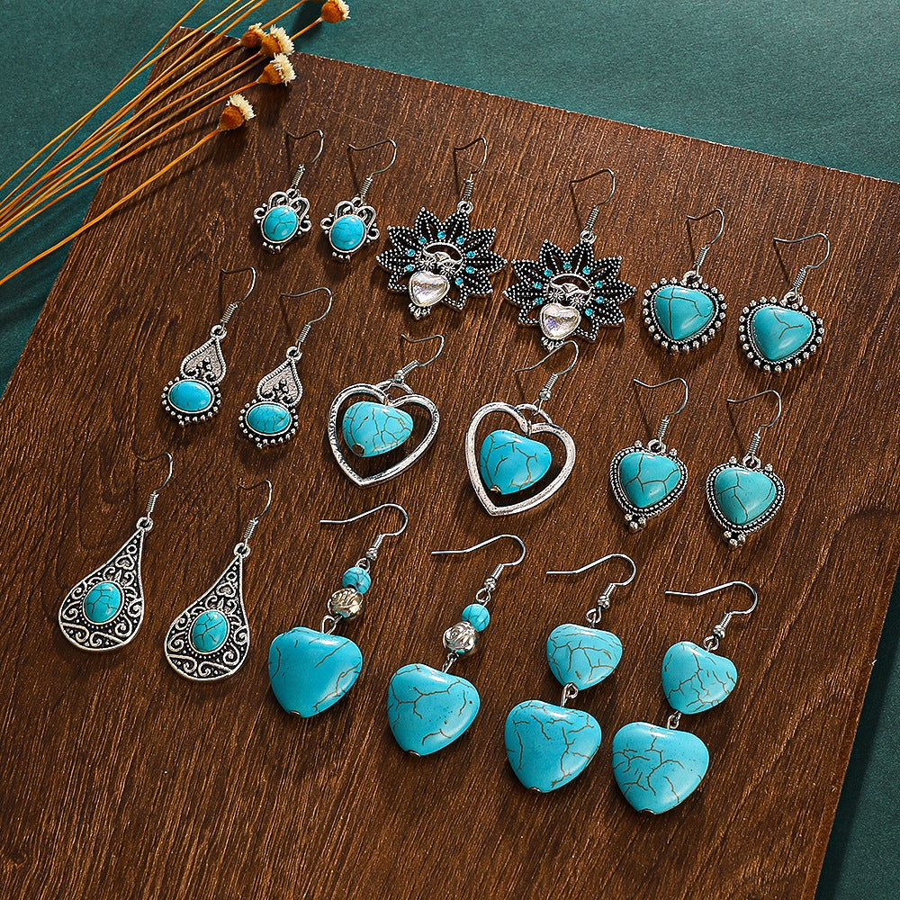 European And American Ins Style Alloy Distressed Geometric Moonstone Eardrops
