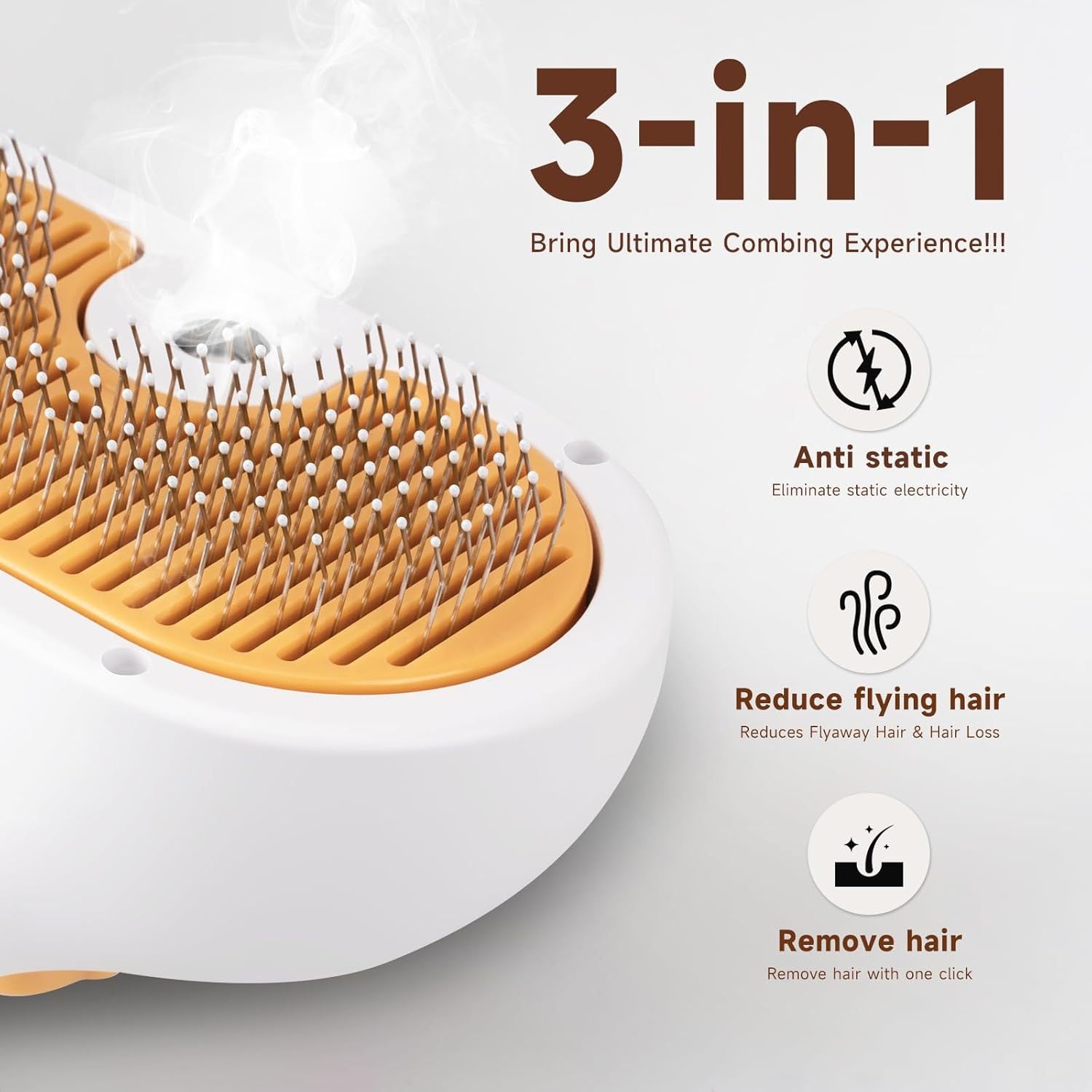 Universal Pet Steam Brush For Cats And Dogs 3-in-1 Spray Hair Removal Comb With Waterless Shampoo And Ear Towel