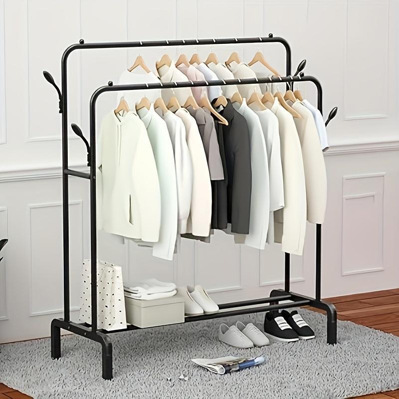 Double Row Metal Material, Portable Black And White Iron Art, Wardrobe Organization, Retail Display, Suitable For Bedside