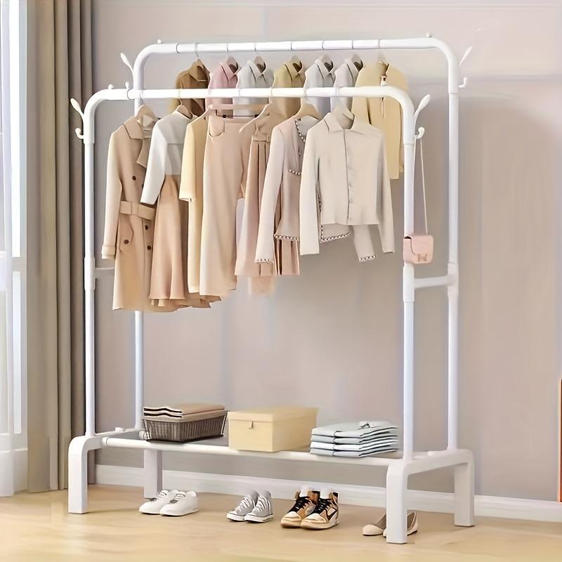Double Row Metal Material, Portable Black And White Iron Art, Wardrobe Organization, Retail Display, Suitable For Bedside