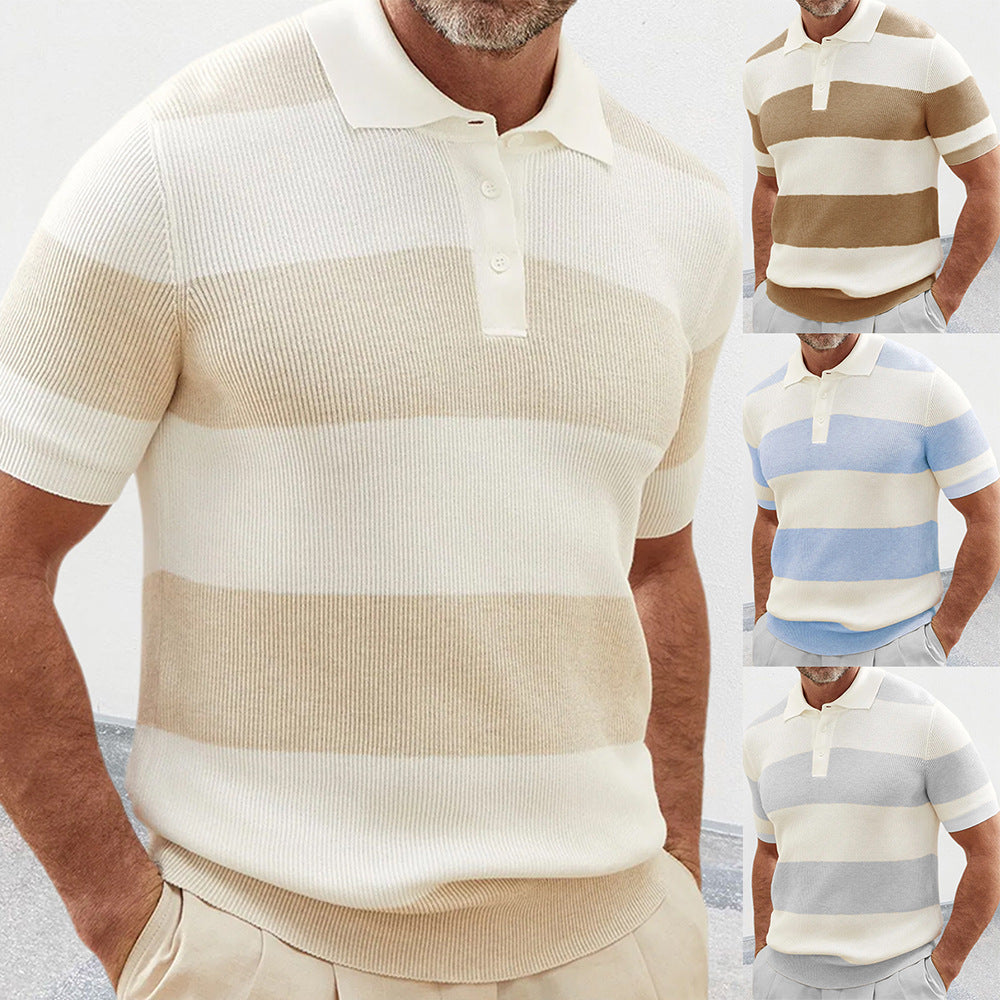 Lapel Sweater Short Sleeve Men Clothing Men Wears