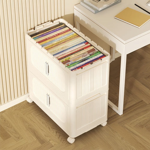 Collapsible Storage Bins With Magnetic Door, Plastic Storage Cabinet With Wheels