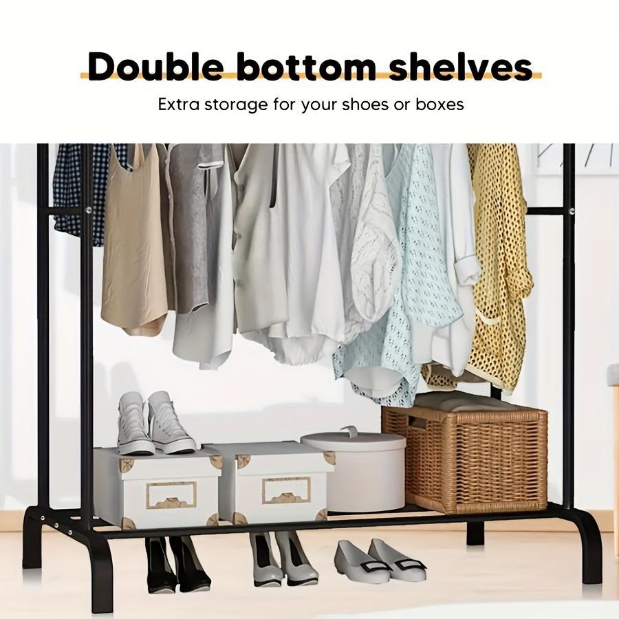 Double Row Metal Material, Portable Black And White Iron Art, Wardrobe Organization, Retail Display, Suitable For Bedside
