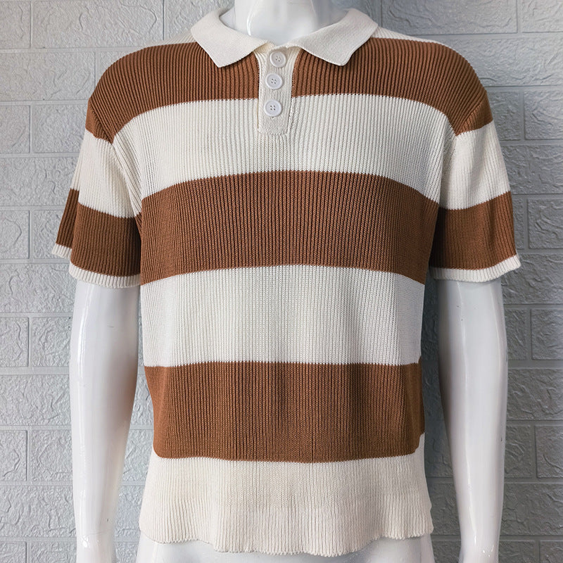 Lapel Sweater Short Sleeve Men Clothing Men Wears