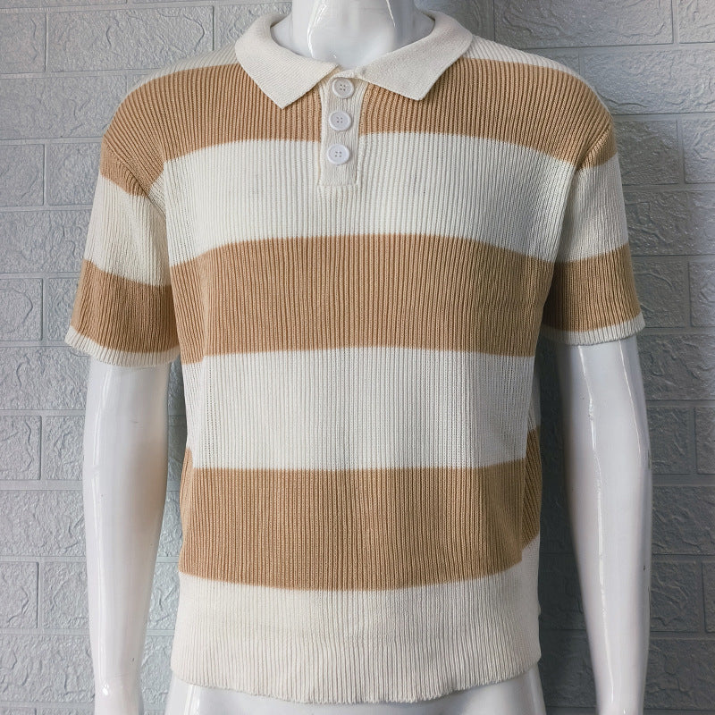 Lapel Sweater Short Sleeve Men Clothing Men Wears