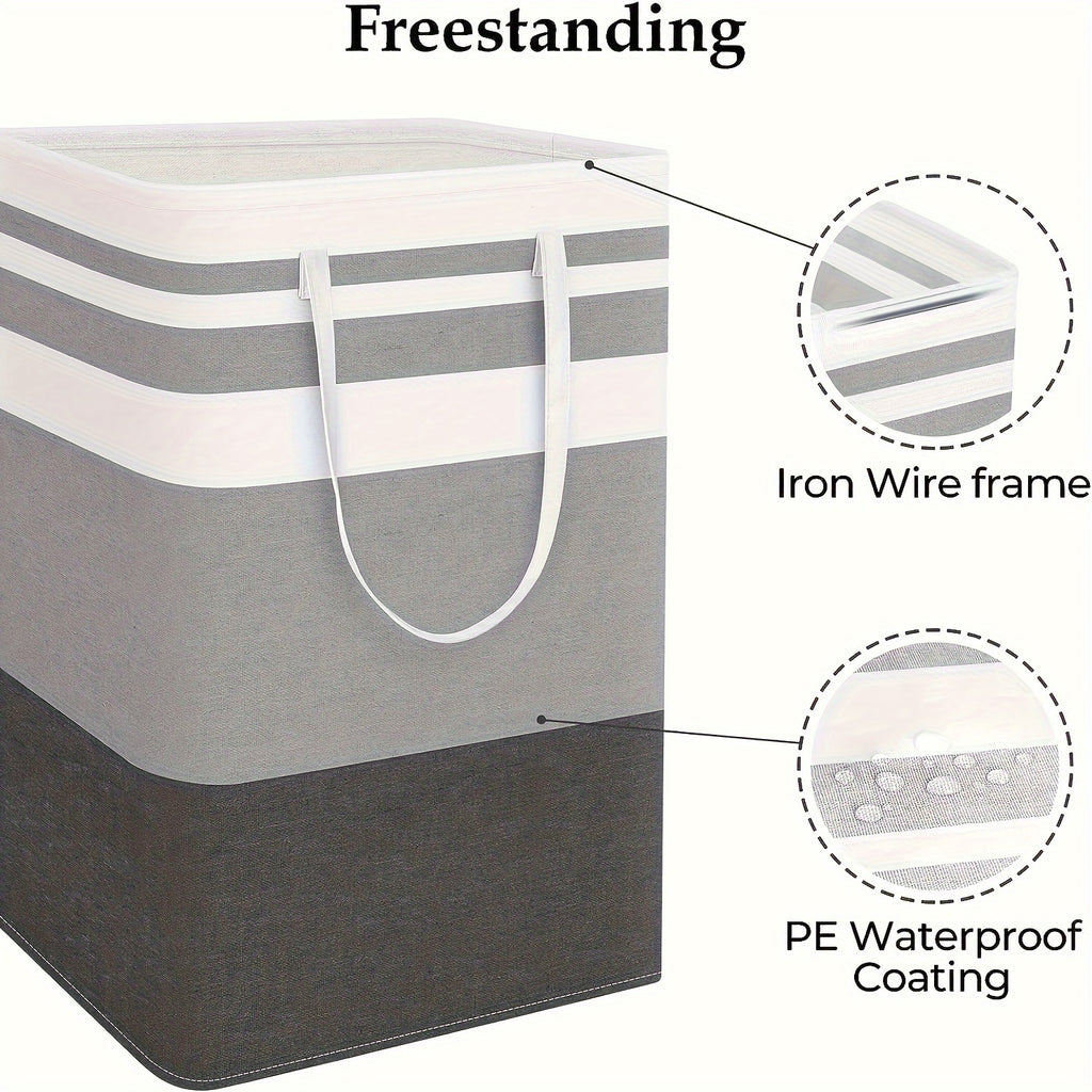 Large Laundry Basket, Waterproof, Freestanding Laundry Hamper, Collapsible Tall Clothes Hamper With Extended Handles