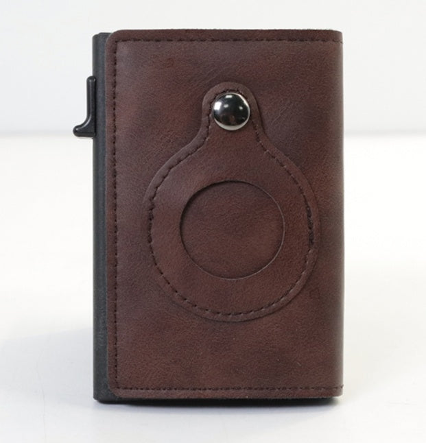 AirTag Wallet Anti Theft Bullet Card Bag Multi-functional Rfid Card Holder Men's Leather Slim Wallets