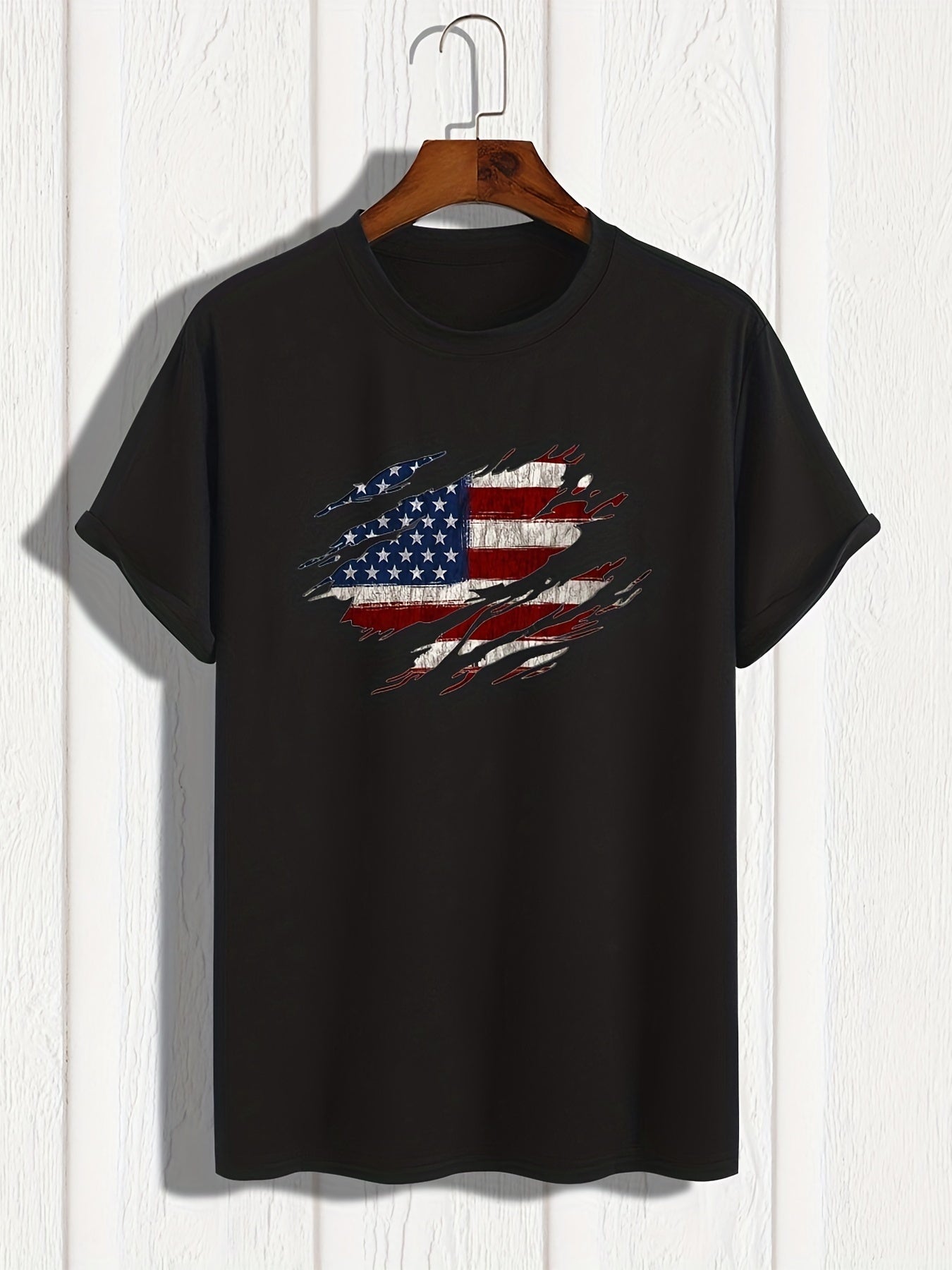 Fashionable American Flag Print Men's Comfortable And Chic T-shir