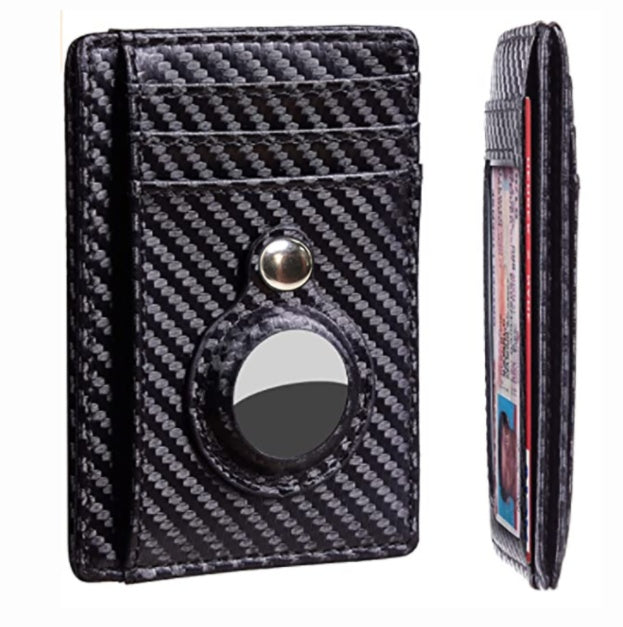 AirTag Wallet Anti Theft Bullet Card Bag Multi-functional Rfid Card Holder Men's Leather Slim Wallets