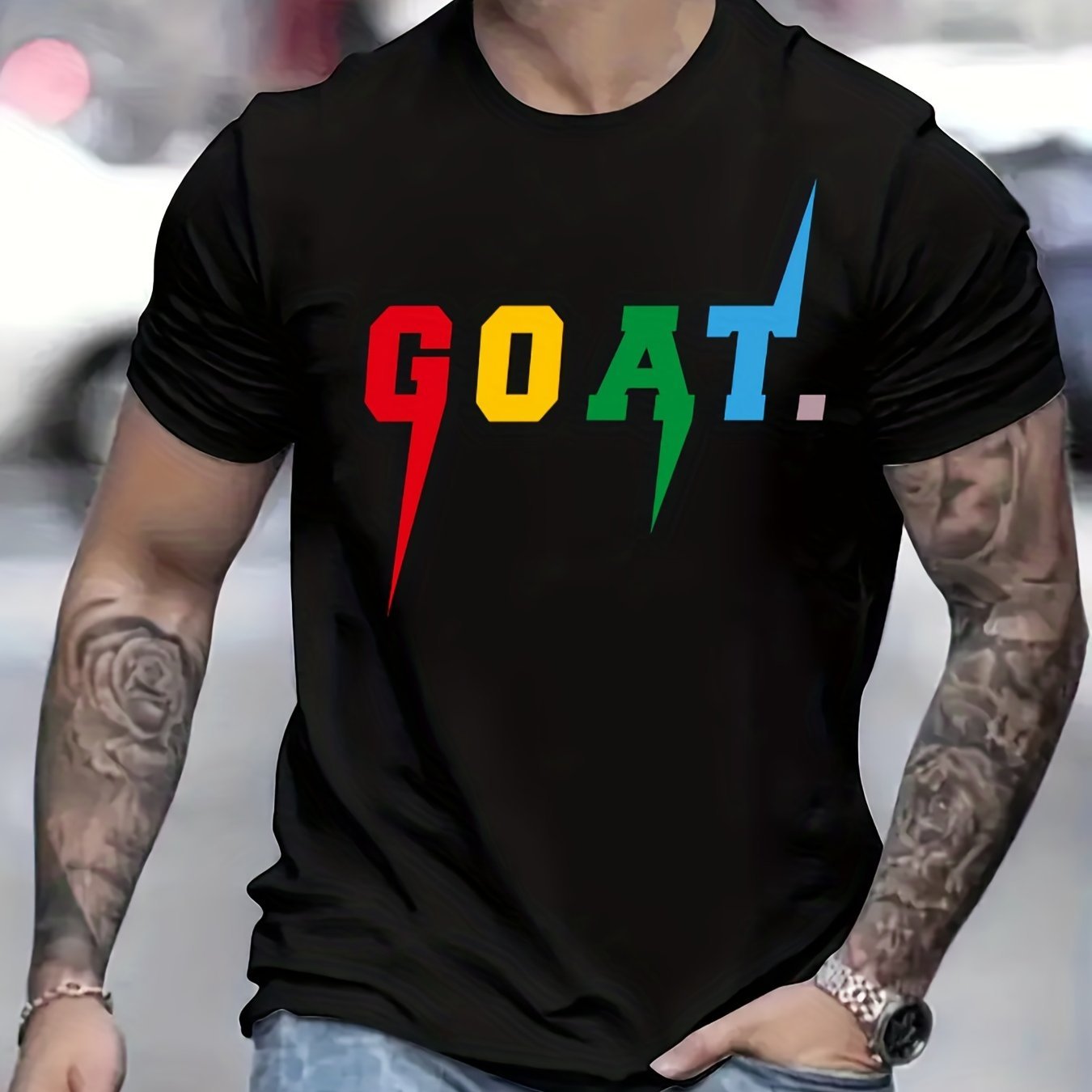 GOAT Patterned Printed Men's Comfortable And Chic T-shirt, Patterned T-shirt For Men's Summer Outdoor Clothing