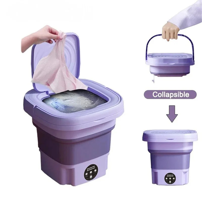 8L Portable Small Foldable Washing Machine with Spin Dryer Household Mini Washing Machine