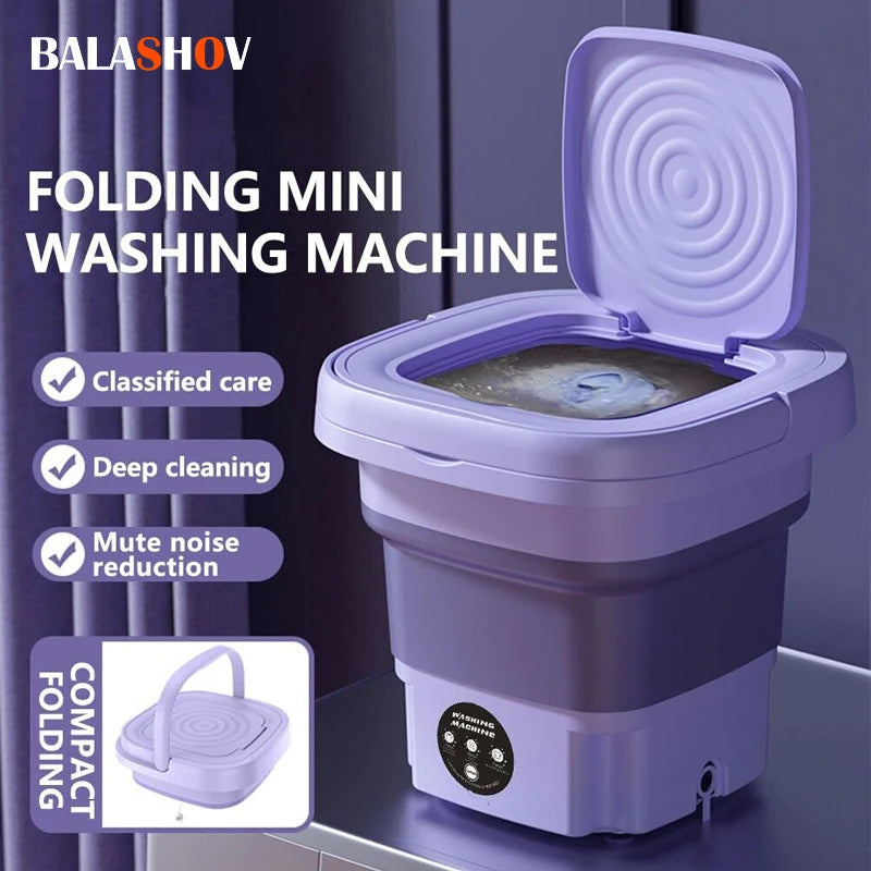 8L Portable Small Foldable Washing Machine with Spin Dryer Household Mini Washing Machine