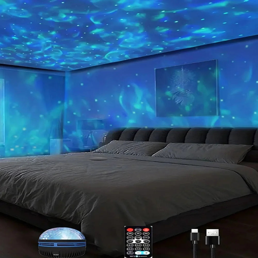 Star Projector, Galaxy Projector, Water Ocean Wave Projector For Bedroom Night Light  Room Decor With 7-Colors Patterns