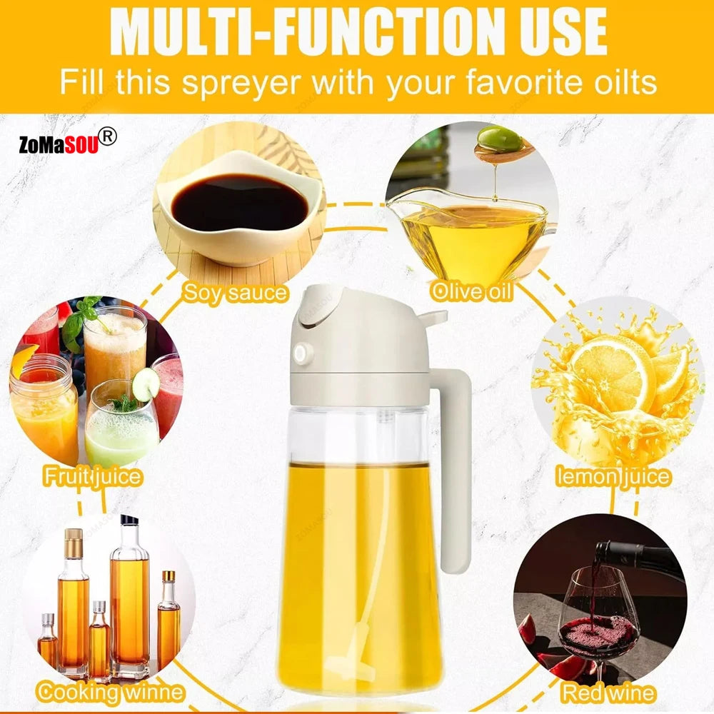 2-in-1 Sprayer Pourer Oil Empty Bottle Plastic Oil Container Dispenser Vaporizer Kitchen Barbecue Camping Cooking Utensils