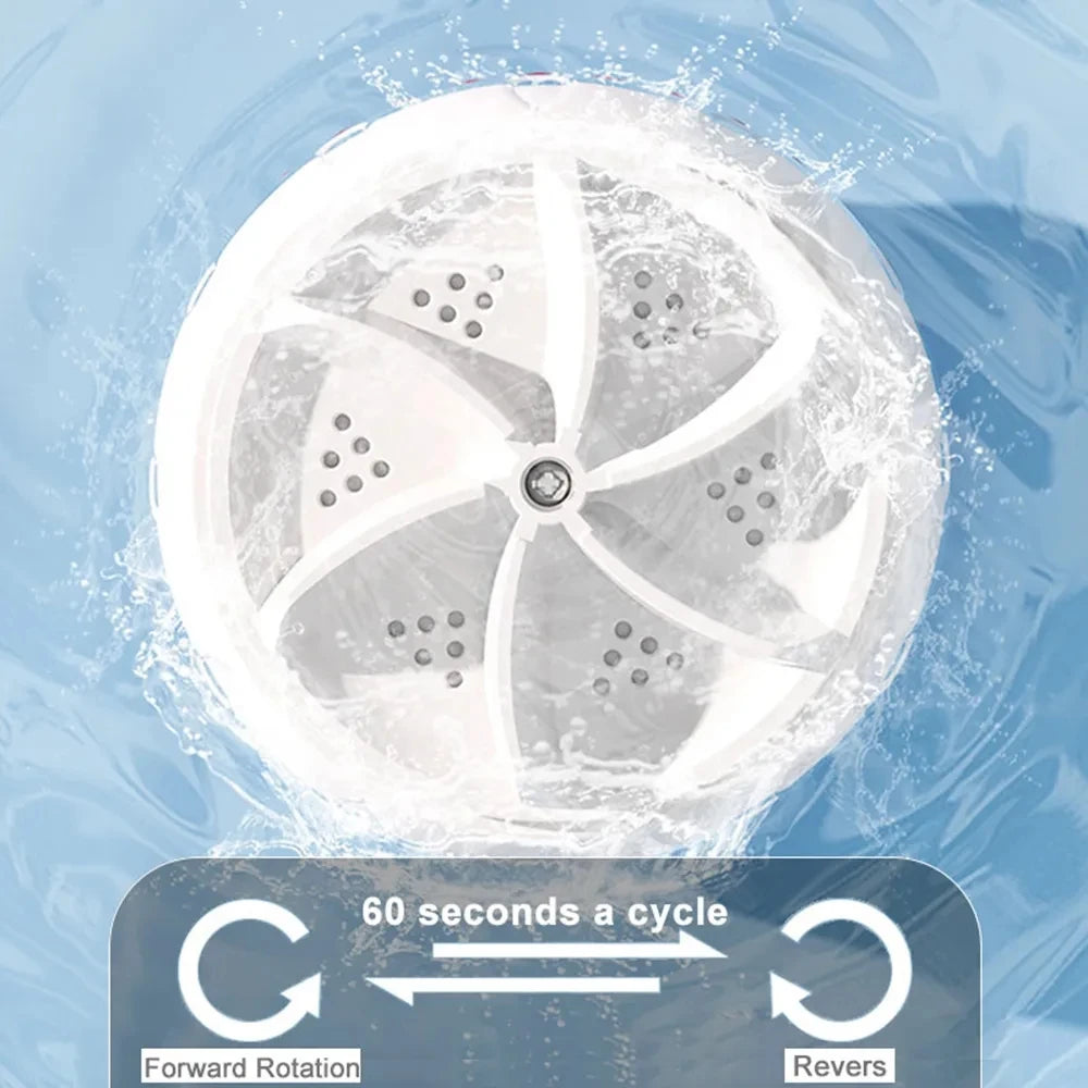 Mini Portable Turbo Washing Machine Hight Power Mini Ultrasonic Washer for Baby Clothes Underwear Socks Business Trip Travel USB