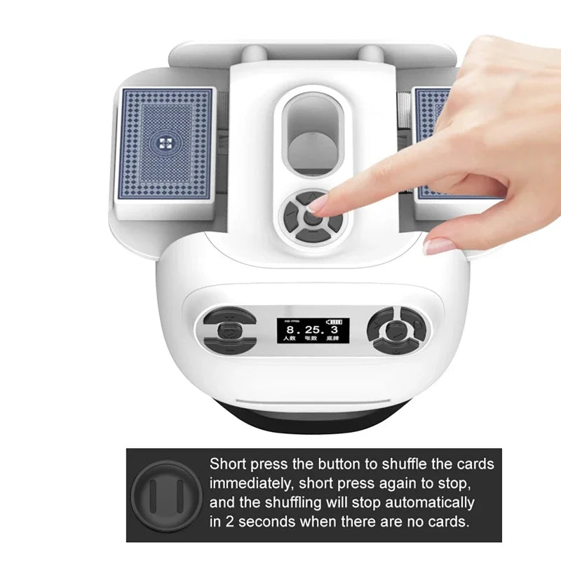 360 Degree  Automatic Card Shuffler and Dealer Machine Rotating 2 Deck Electric Casino Card Shufflers Built-in Gameplays