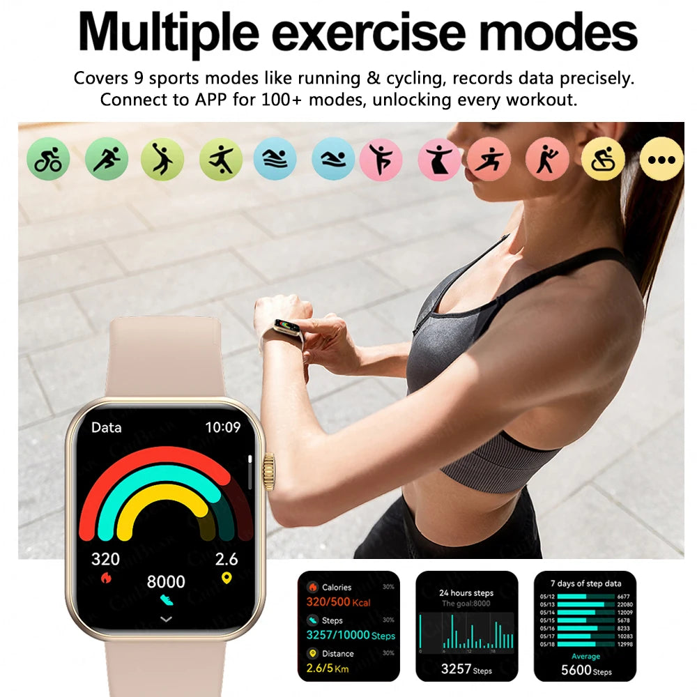 XIAOMI Smart Watch Full Touch Screen Bluetooth Call Heart Rate Waterproof Watches Sports Bracelet Smartwatch Women