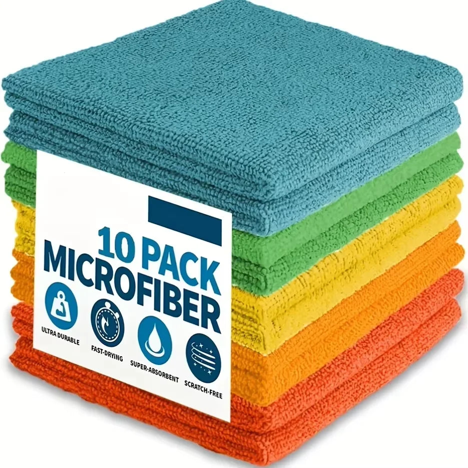 10 pcs Kitchen Towel, Ultra-fine Fiber Light Gray Cleaning Cloth Set, Absorbent, Soft And Stain-removing Cloth