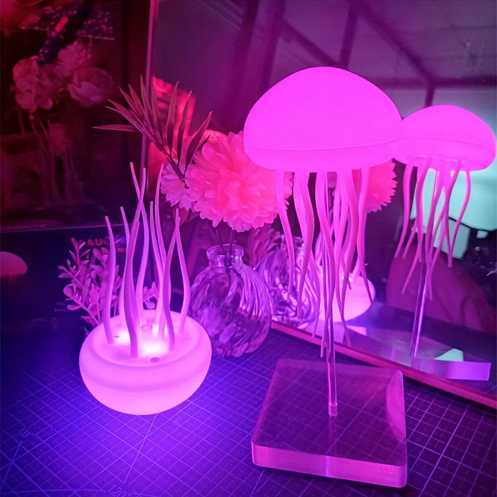 Cartoon Jellyfish Night Light RGB Gradient Cute Jellyfish Bedside Lamp Voice Control Type-C Charging LED Night Lamp