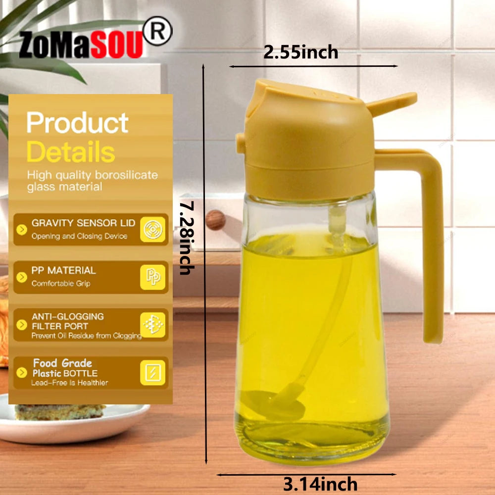 2-in-1 Sprayer Pourer Oil Empty Bottle Plastic Oil Container Dispenser Vaporizer Kitchen Barbecue Camping Cooking Utensils