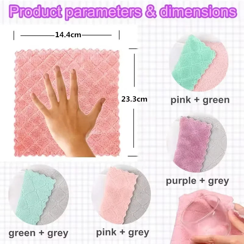 10 pcs Kitchen Towel, Ultra-fine Fiber Light Gray Cleaning Cloth Set, Absorbent, Soft And Stain-removing Cloth