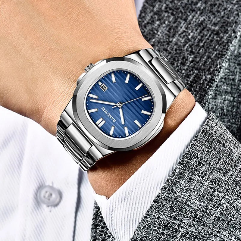 Luxury Men Quartz Watches 30M Waterproof Automatic Date Watch Man Stainless Steel Sport Chronograph Watch