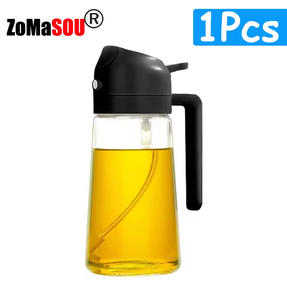 2-in-1 Sprayer Pourer Oil Empty Bottle Plastic Oil Container Dispenser Vaporizer Kitchen Barbecue Camping Cooking Utensils