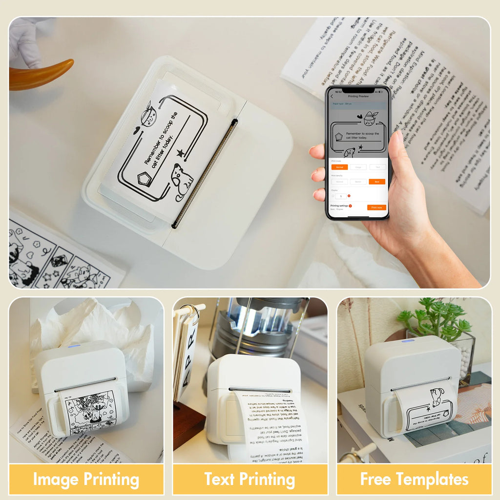 Inkless Thermal Label Printer Portable Bluetooth Pocket Label Maker with 1roll Stickable Label Paper PC Android IOS