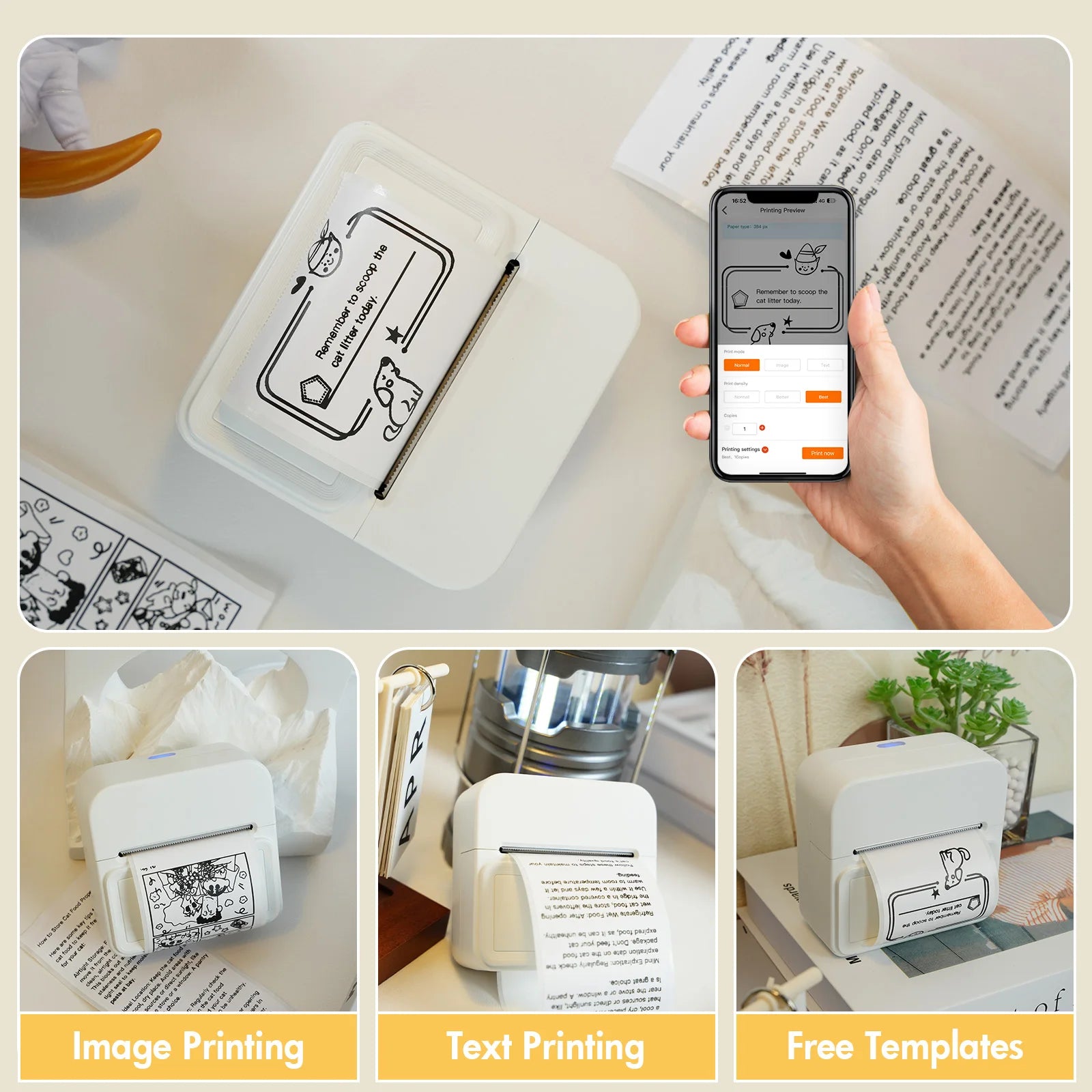 Inkless Thermal Label Printer Portable Bluetooth Pocket Label Maker with 1roll Stickable Label Paper PC Android IOS