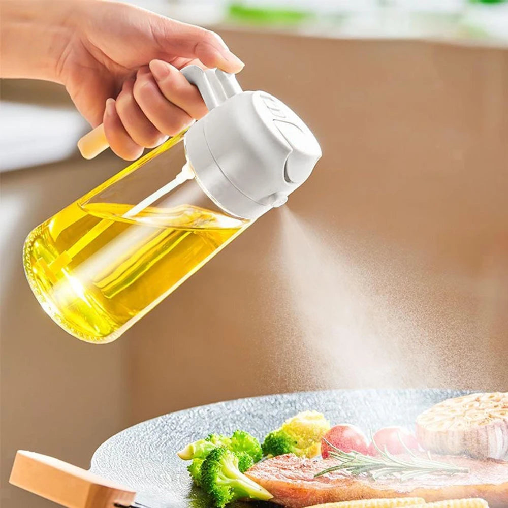 2-in-1 Sprayer Pourer Oil Empty Bottle Plastic Oil Container Dispenser Vaporizer Kitchen Barbecue Camping Cooking Utensils