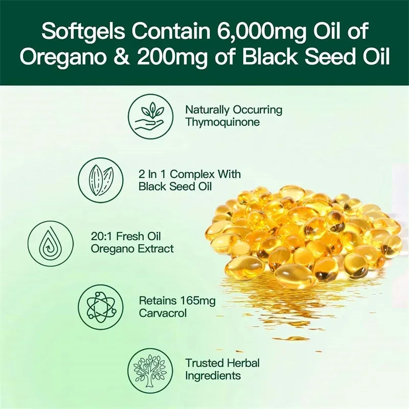 Oregano Oil - Immune and Antioxidant Support Supplement To Help Sustain Overall Well-Being, Healthy Intestinal Flora