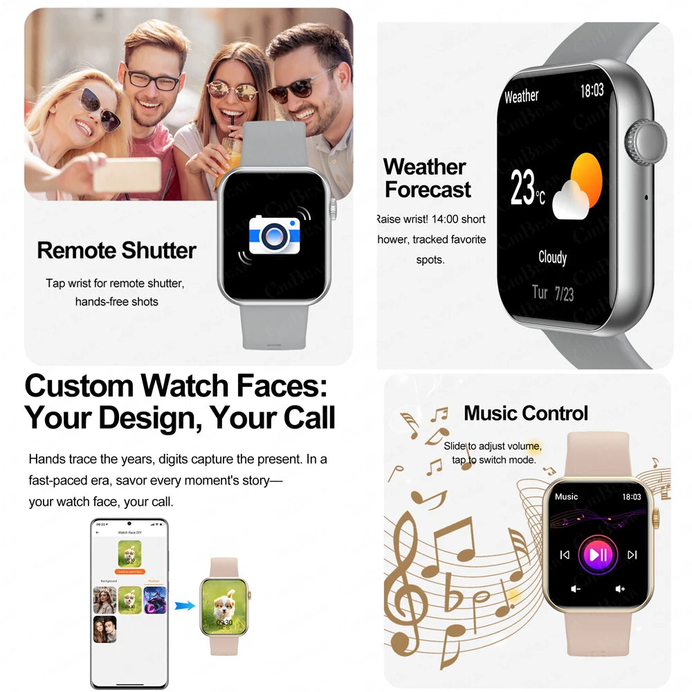 XIAOMI Smart Watch Full Touch Screen Bluetooth Call Heart Rate Waterproof Watches Sports Bracelet Smartwatch Women