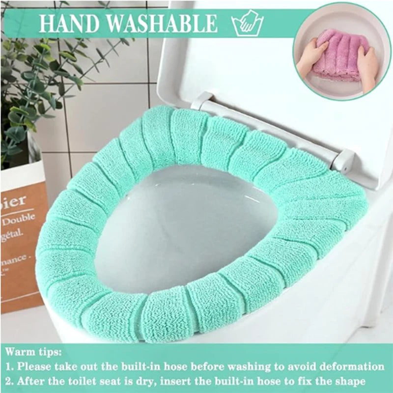 5 Piece Set Toilet Seat Cover , Soft  and Comfortable, Fits Most Toilets, Anti-Slip, Highly Absorbent