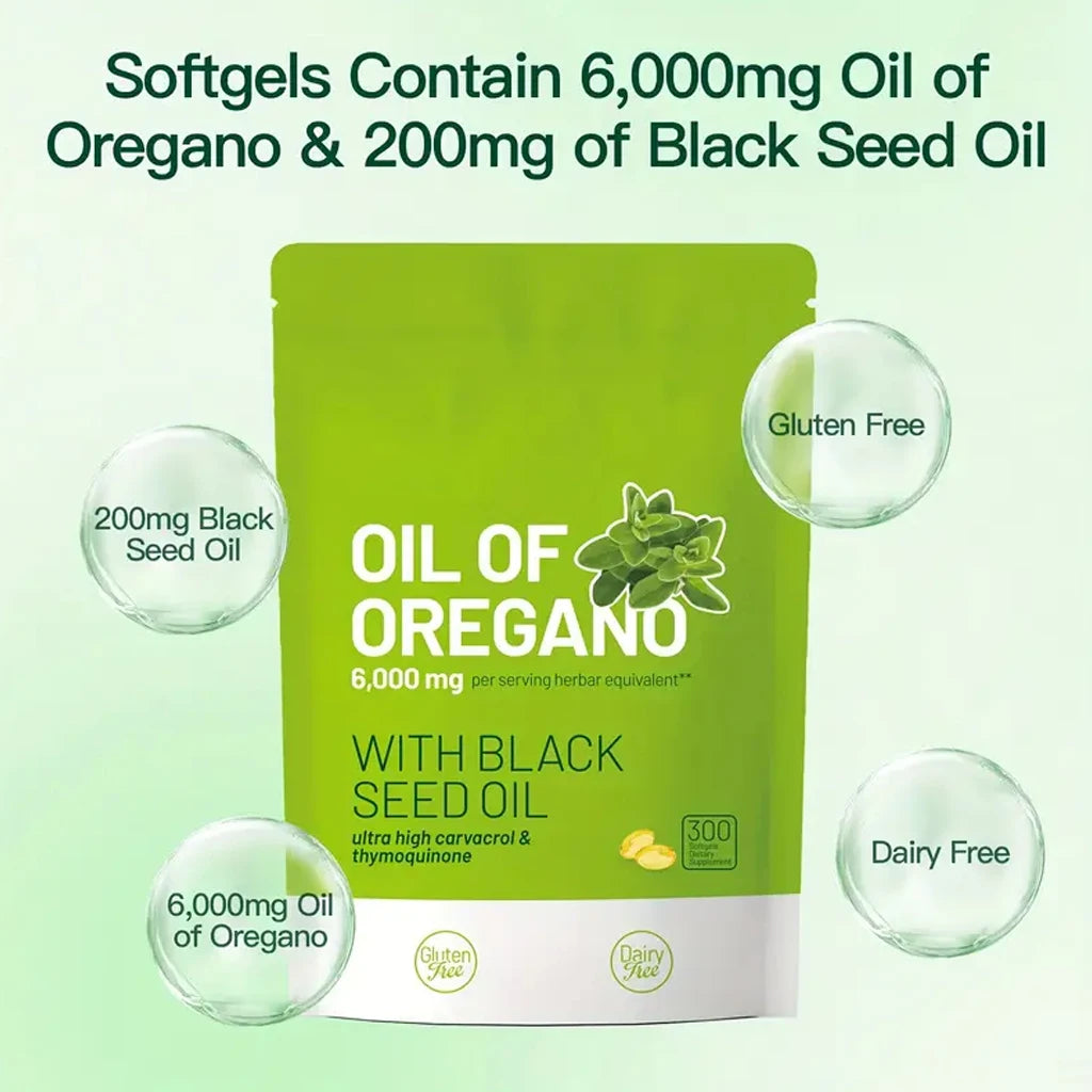 300 Capsules Oil Of Oregano with Black Seed Oil - Natural Antioxidants for Fitness Nutritional Support - Highly Effective3