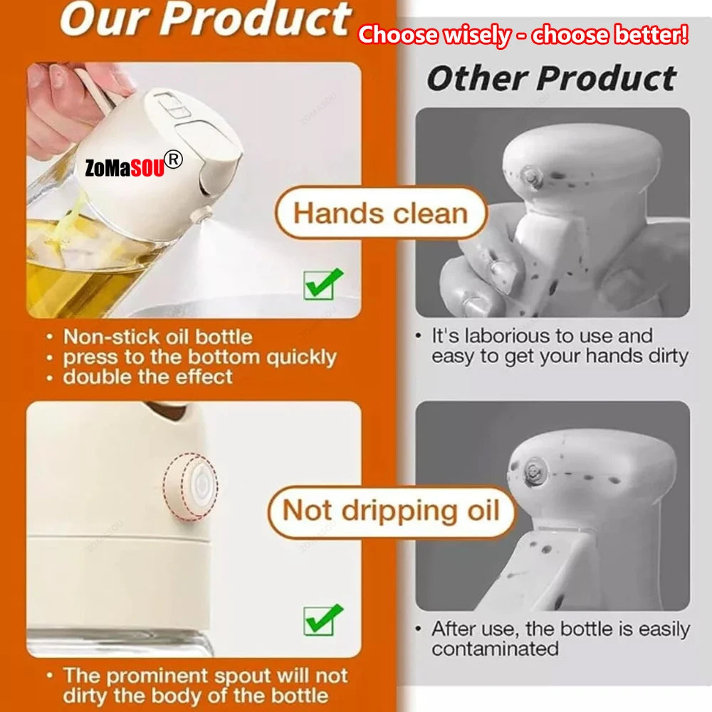 2-in-1 Sprayer Pourer Oil Empty Bottle Plastic Oil Container Dispenser Vaporizer Kitchen Barbecue Camping Cooking Utensils