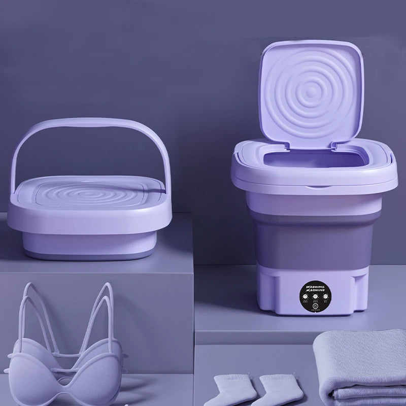 8L Portable Small Foldable Washing Machine with Spin Dryer Household Mini Washing Machine