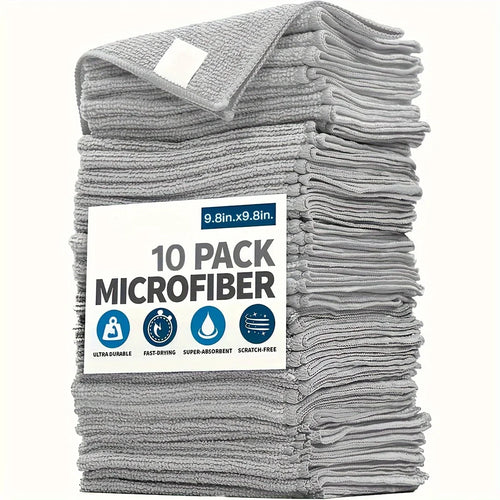 10 pcs Kitchen Towel, Ultra-fine Fiber Light Gray Cleaning Cloth Set, Absorbent, Soft And Stain-removing Cloth